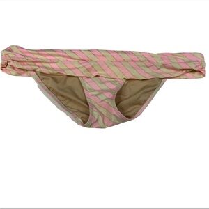 Y2K Victorias Secret Size Medium Fold Over Cheeky Bikini Bottoms Beige Pink 1198